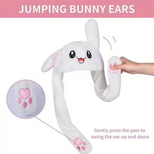 Plush Bunny Ear Moving Hat Earpuffs