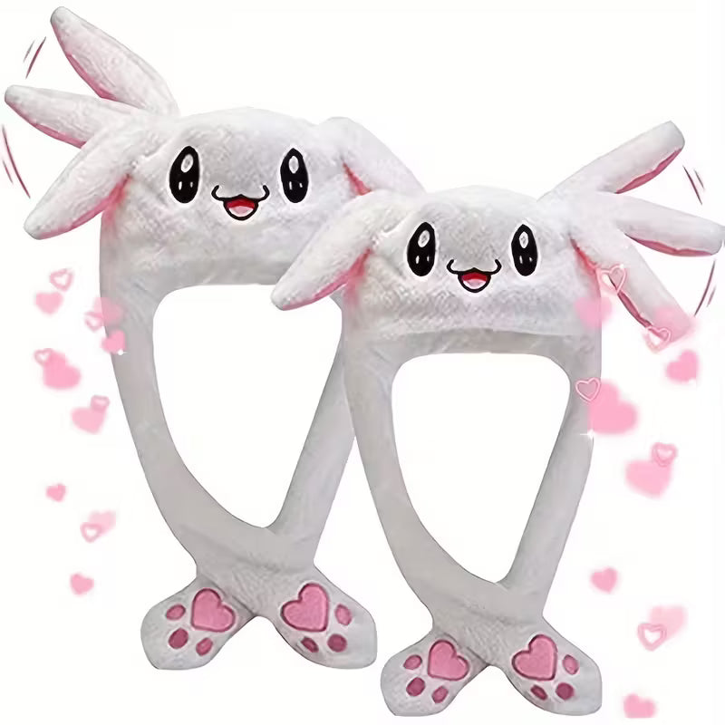 Plush Bunny Ear Moving Hat Earpuffs