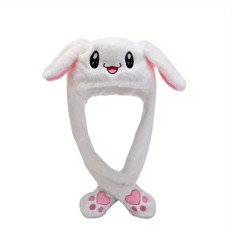 Plush Bunny Ear Moving Hat Earpuffs