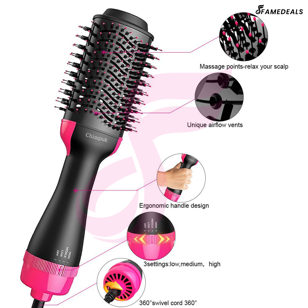 2 in 1 Hot Air Brush One-Step Hair Dryer And Volumizer Styler Roller