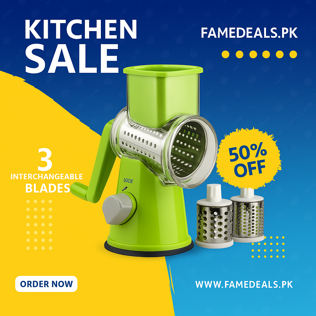 3 In 1 Rotary Drum Grater Kaddu Kash - [IMPORTED]