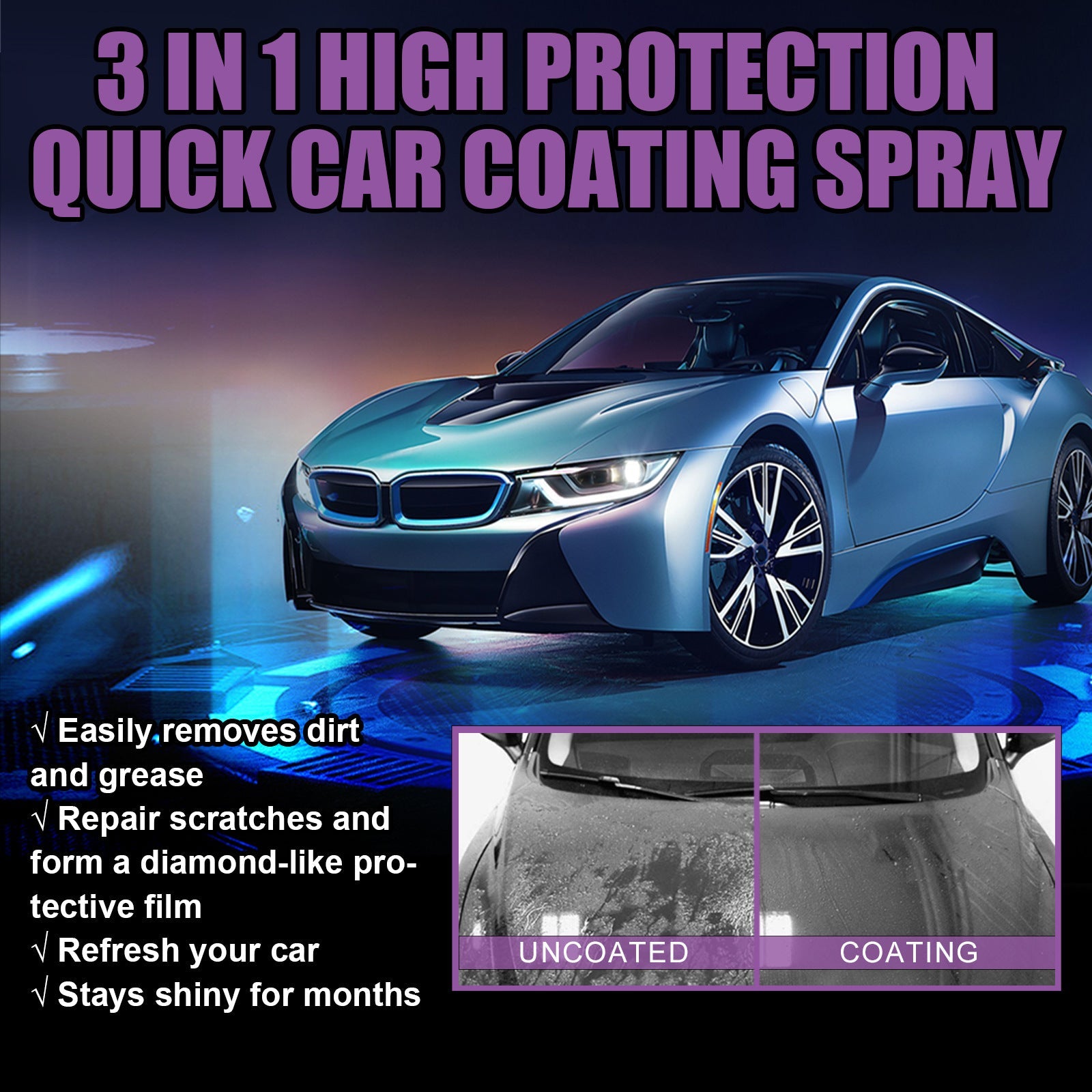 3 In 1 High Protection Quick Car Coating Spray (100 Ml)