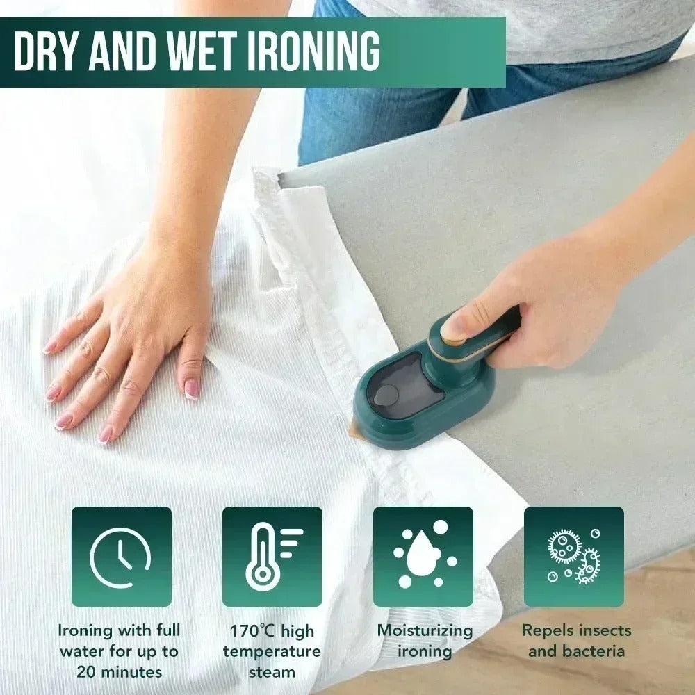 Portable Handheld Mini Steam Iron 180° Rotatable For Home & Travel